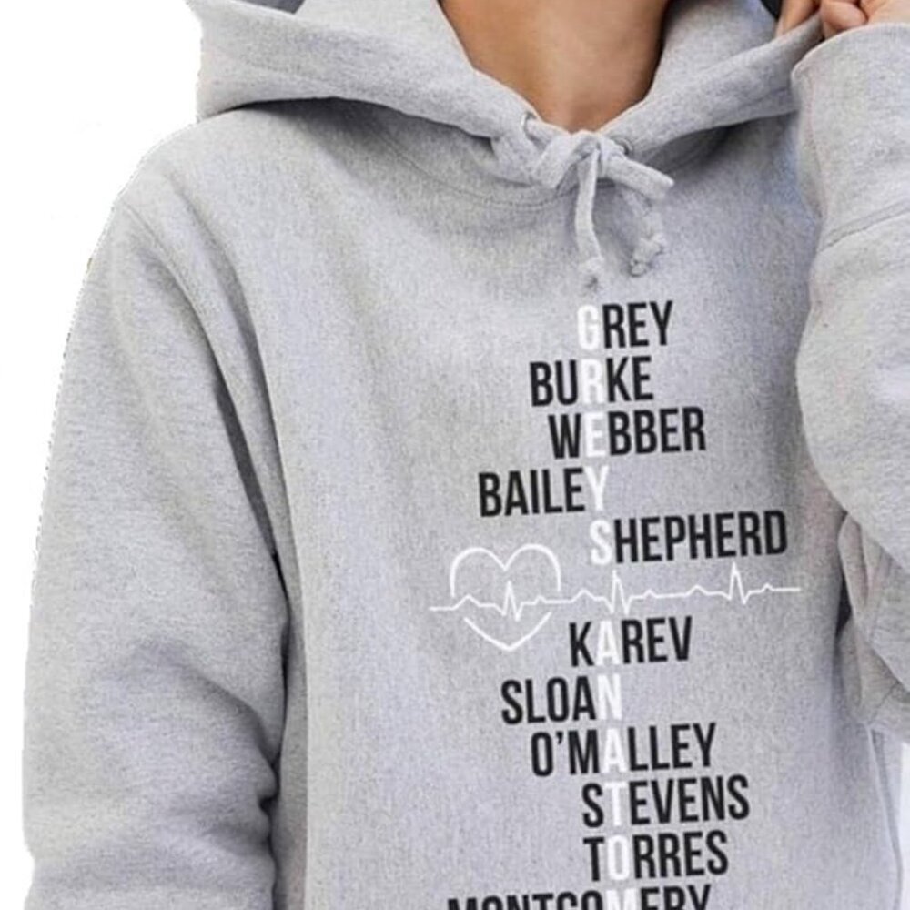 Greys Anatomy Grey Hoodie - Grey's Cast Shirt Size Small